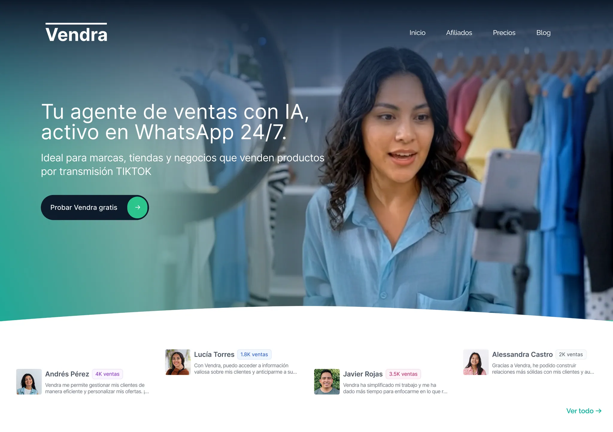 Plataforma de ventas con IA que funciona como agente comercial en WhatsApp 24/7