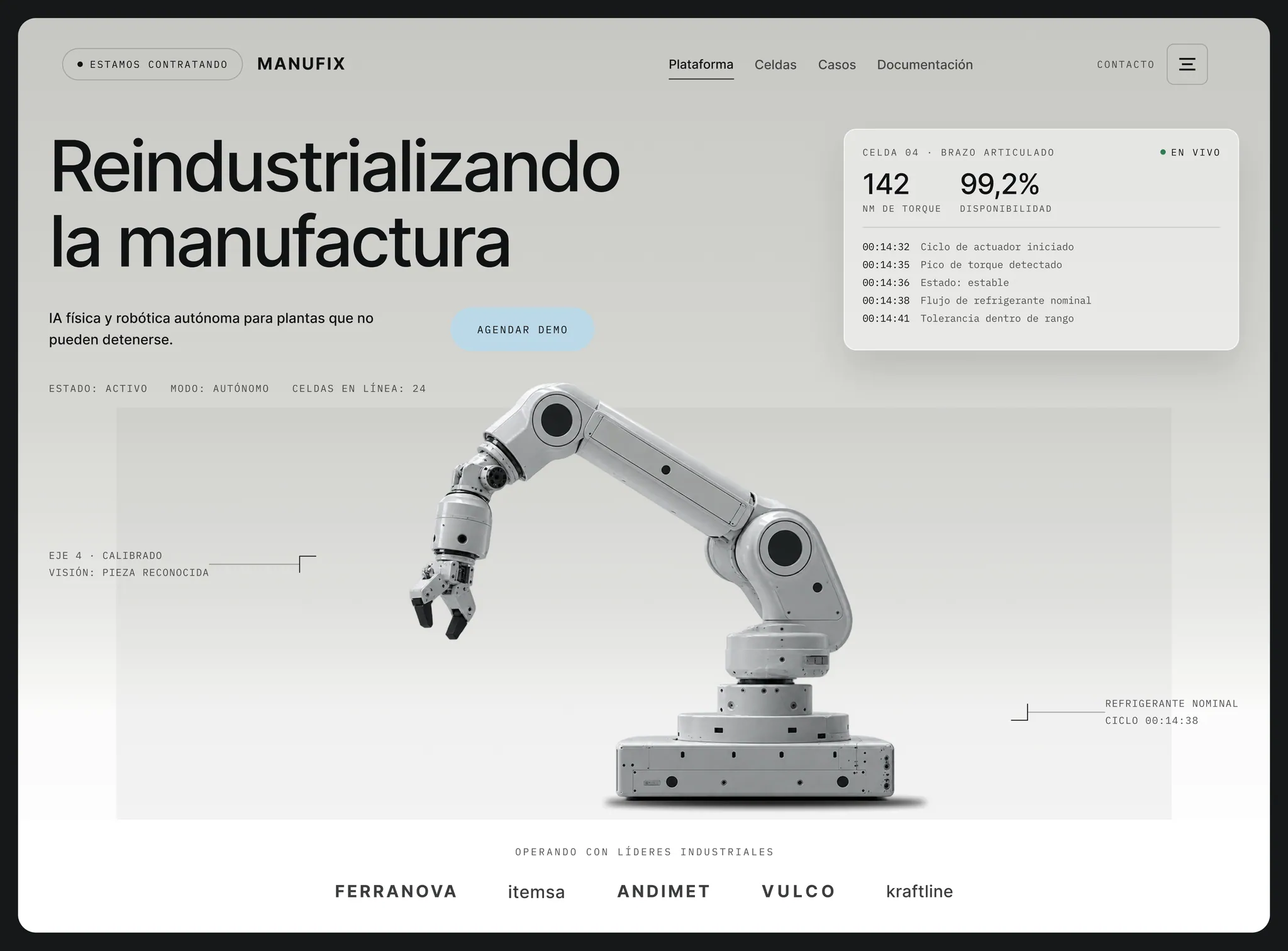 Monitoreo en vivo de celdas robóticas y trazabilidad de planta