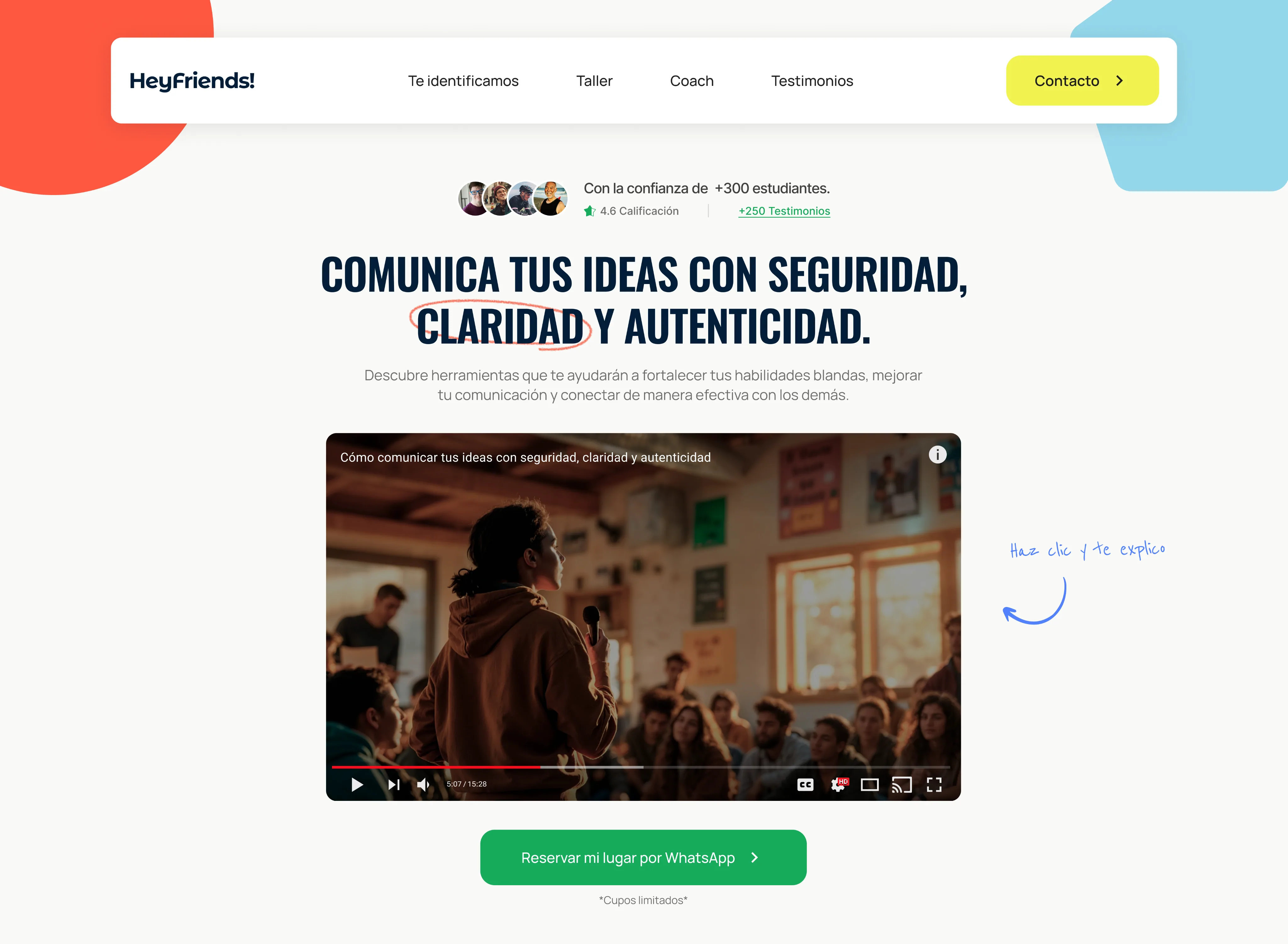 Sitio web de HeyFriends! en pantalla de escritorio
